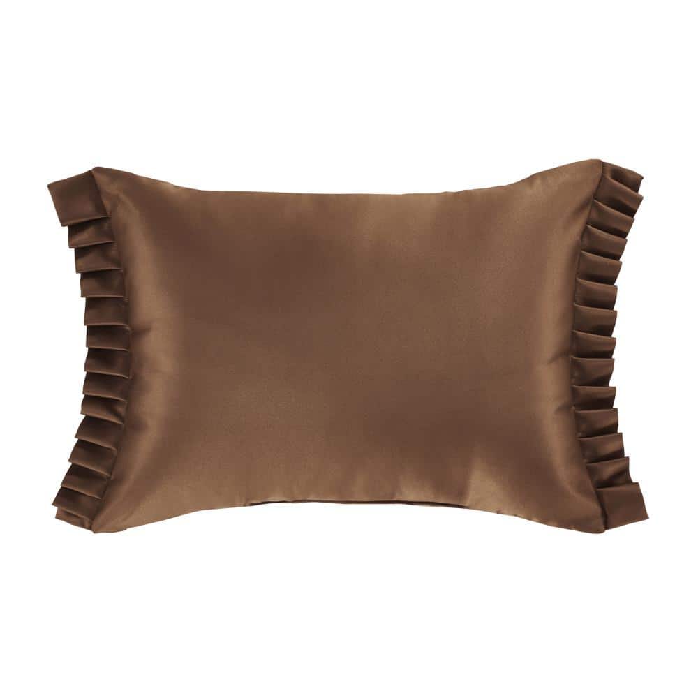 Copper and Beige Embroidered Rectangular Throw Pillow