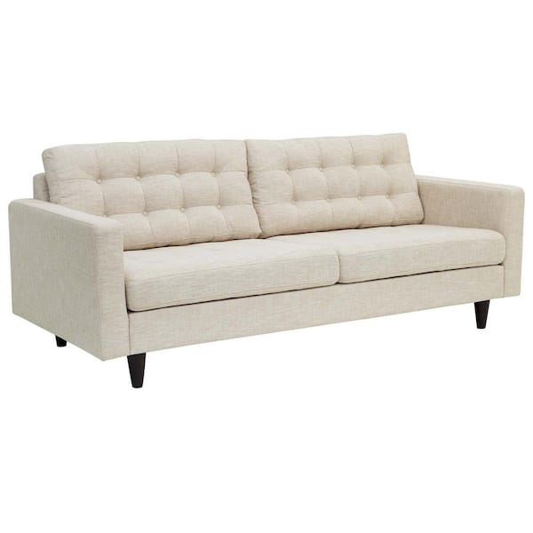 MODWAY Empress 84.5 in. Beige Polyester 4-Seater Tuxedo Sofa with Square Arms