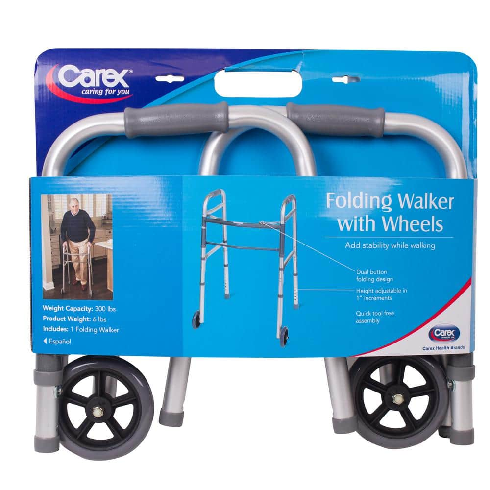 Carex Health Brands Kd Folding Walker With Wheels Fga The Home