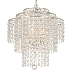 Arielle 4-Light Antique Silver Crystal Chandelier