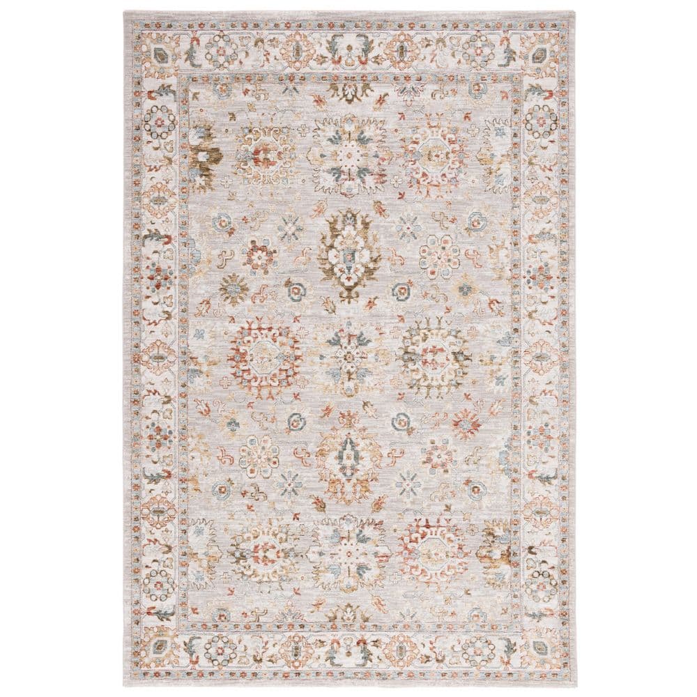 Hamilton Grey and Rust 9' x 12' Stain-Resistant Synthetic Area Rug