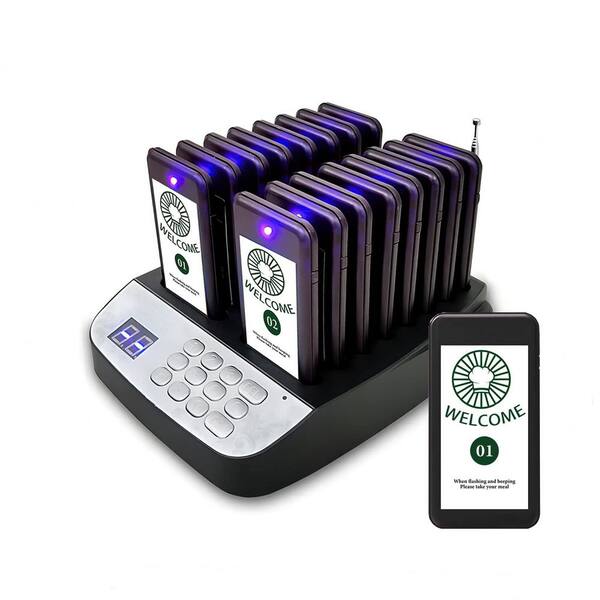 phyfalip 1640 ft. Long Range Restaurant Pager System with Waterproof 16-Pagers Beepers for Restaurants, Food Truck, Cafe