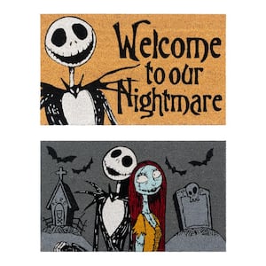 Nightmare Before Christmas Welcome Jack/Jack and Sally 20 in. x 34 in. Coir Door Mat (2-Pack)