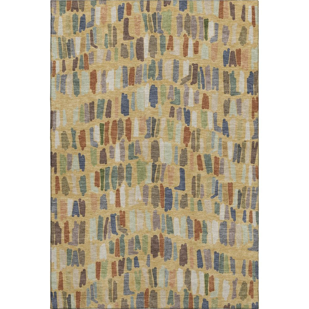 Mayfield Premium Machine Washable Abstract AMF2377 Gold 5 ft. x 7 ft. 6 in. Area Rug price history on PriceWatchPro