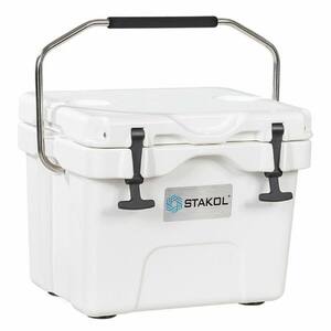16 Qt. 24-Can Capacity Portable Insulated Ice Cooler with 2 Cup Holders in White