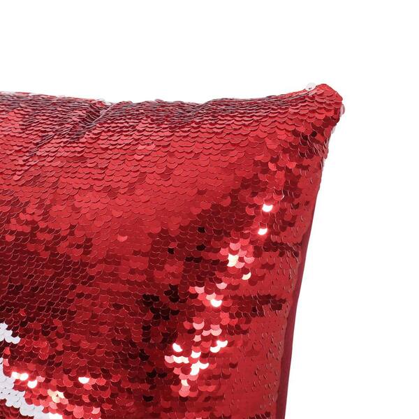 J Queen New York Red Garnet Red 18 inch Square Embellished Decorative Throw Pillow