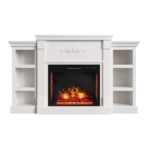 70 in. Freestanding Electric Fireplace in White