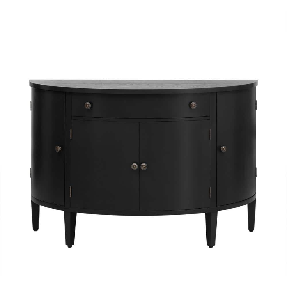 47.2 in. W x 19.6 in. D x 31.8 in. H Black Linen Cabinet with 4-Doors, 2-Dr