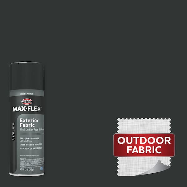 GLIDDEN MAX FLEX 12 oz. Satin Black Exterior Fabric Spray Paint and Primer