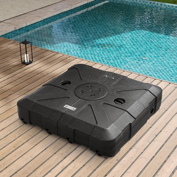 260 lbs. Fillable Capacity 3D Surface Square HDPE Offset Cantilever Patio Umbrella Base with 8-Wheels in Black