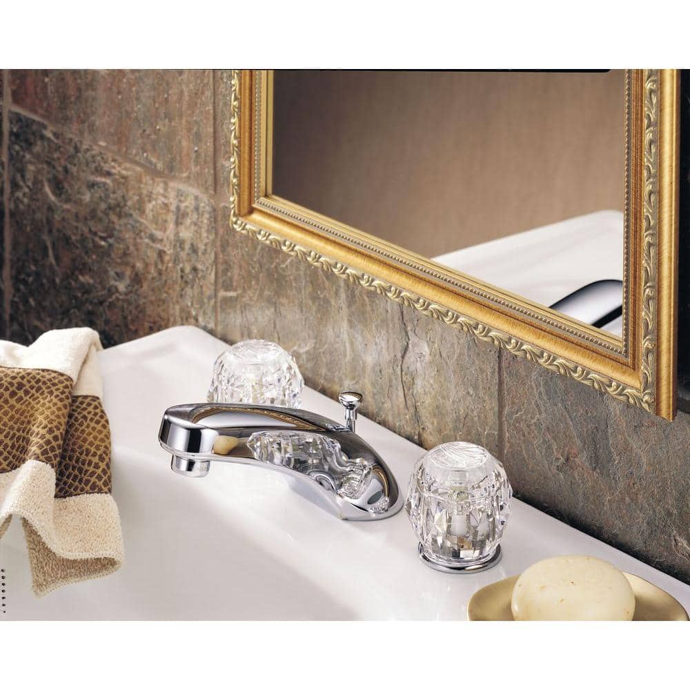 Sleek Modern Widespread Chrome Bathroom Faucet with Dual Acrylic Knobs