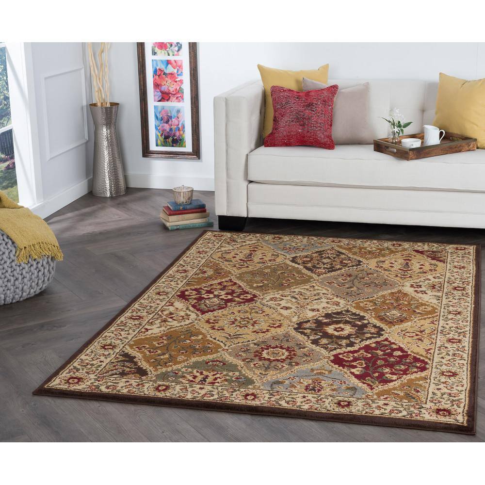 Traditional Multicolor Synthetic 5' x 7' Area Rug