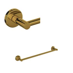 Lombardia 18 in. Wall Mounted Towel Bar in Unlacquered Brass