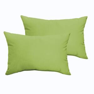 Apple Green Rectangular Outdoor Knife Edge Lumbar Pillows (2-Pack)