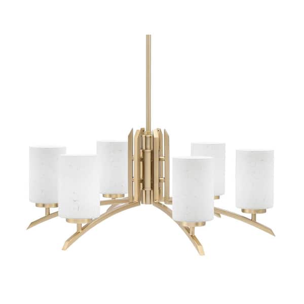 Unbranded Siena 26 in. 6-Light New Age Brass Chandelier with 4 in. White Muslin Glass Shades, no bulbs included