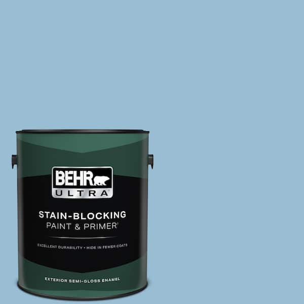 BEHR ULTRA 1 gal. #PPU14-11 Gentle Sky Semi-Gloss Enamel Exterior Paint & Primer