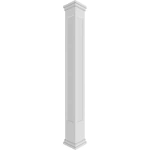 9-5/8 in. x 9 ft. Premium Square Non-Tapered Recessed Panel PVC Column Wrap Kit Prairie Capital and Base