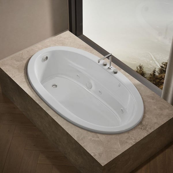 KOHLER Sunward 72 in. Oval Drop-in Whirlpool Bathtub in White K