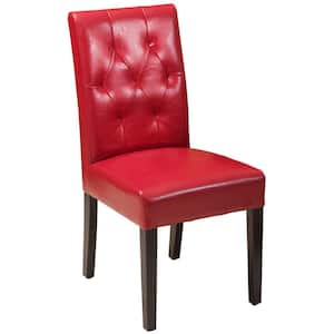 Gentry Red Bonded Leather Tufted Dining Chairs (Set of 2)