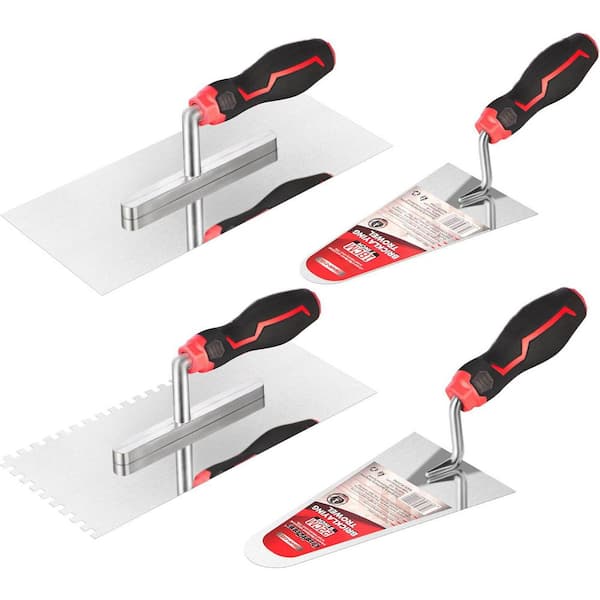 14 x 7.5 Concrete and Masonry Trowel Set with Soft Grip Handle High Carbon Steel for Drywall Asphalt Bricklaying