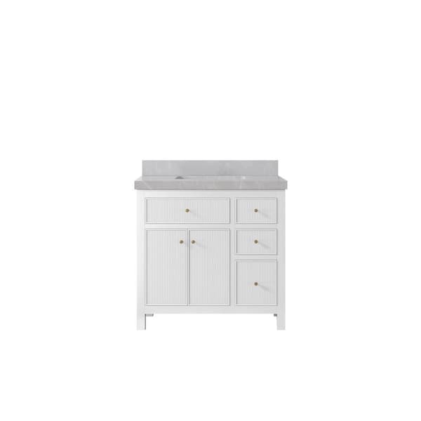 Willow Collections Sonoma 36 in. W x 22 in. D x 36 in. H Single Sink Bath Vanity Center in White with 2" Pearl Gray Quartz Top