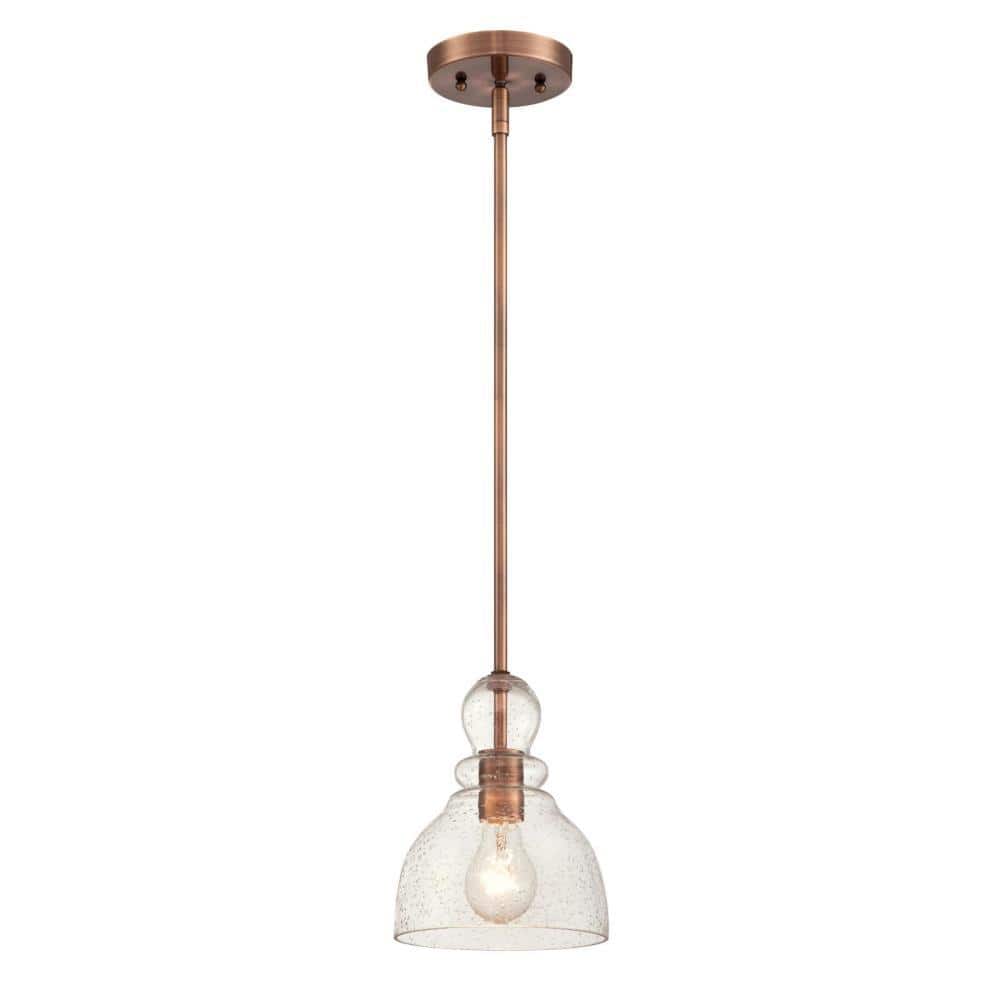 Mini Brushed Nickel and Copper Glass Pendant Light