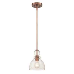 Fiona 1-Light Washed Copper Mini Pendant with Clear Seeded Glass Shade
