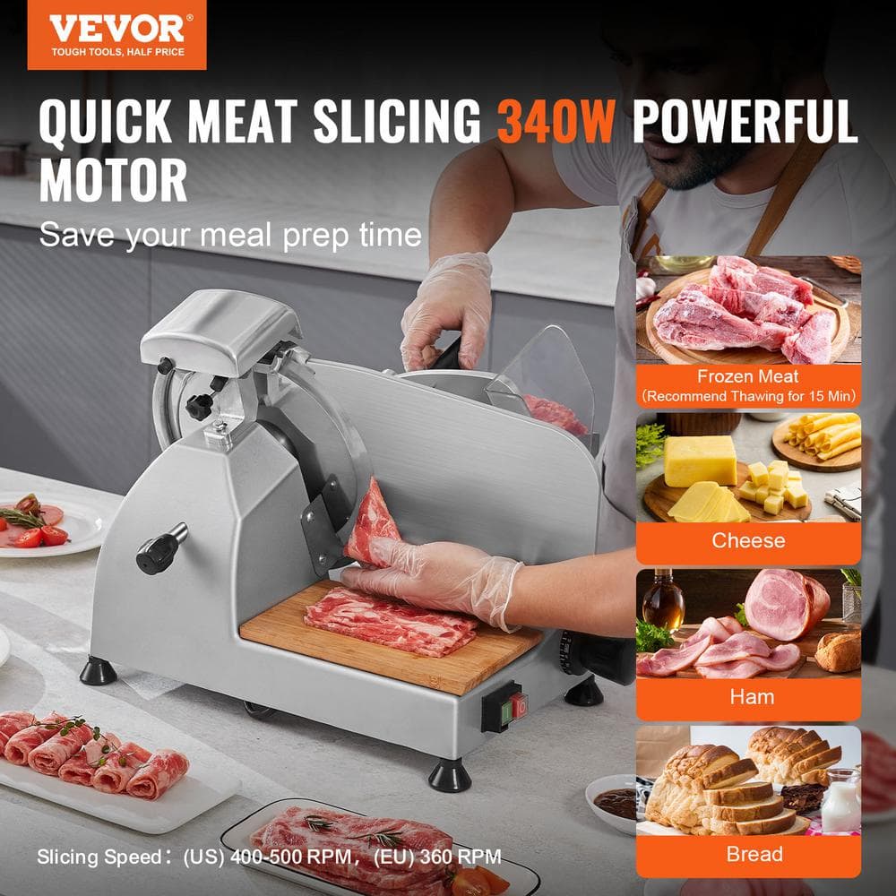 340W Electric Meat Slicer with Stainless Steel Blade and Blade Guard