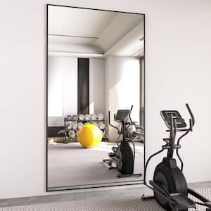 32 in. W x 71.2 in. H Oversized Modern Classic Rectangular Aluminum Frame Black Full Length Floor Mirror Wall Mirror