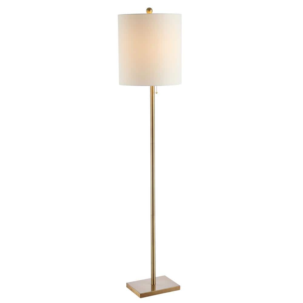 Traditional Elegance 61" Brass Gold Floor Lamp with Off-White Shade