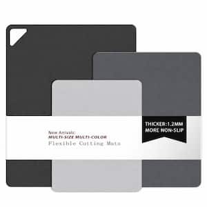 14.5 in. x 11.5 in. Multi Grey Flexible Polypropylene Cutting Board Set, 3-Piece, Non Slip, Dishwasher Safe