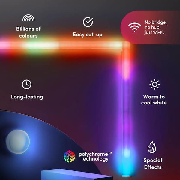 12 in. Multi-Color Smart Wi-Fi LED 6X Beam Light Kit and Corner, Works with Alexa/Hey Google/HomeKit/Siri