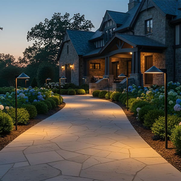 35 in. Low Voltage Black Aluminum Hardwired Integrated LED Weather Resistant Path Light with Acrylic Lens (6-Pack)