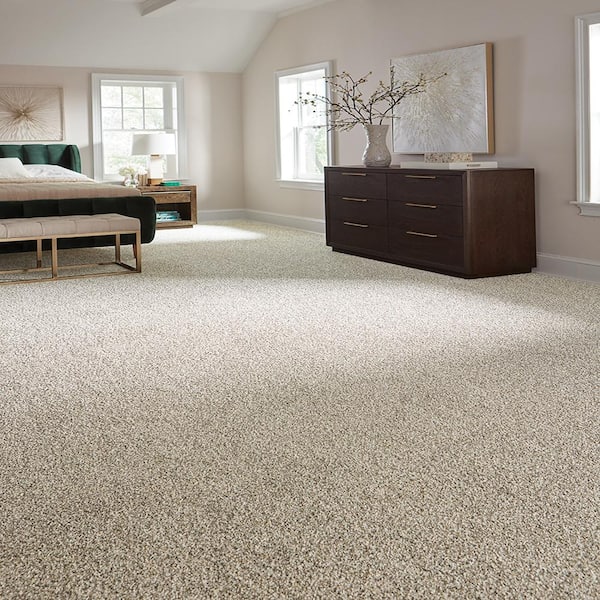 Radiant Retreat II Rustic Brown 58 oz. Polyester Textured Installed Carpet