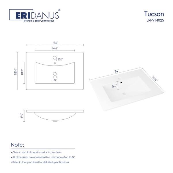 Eridanus Tucson 24 in. W x 19 in. D x 7 in. 1-Piece Vitreous China 