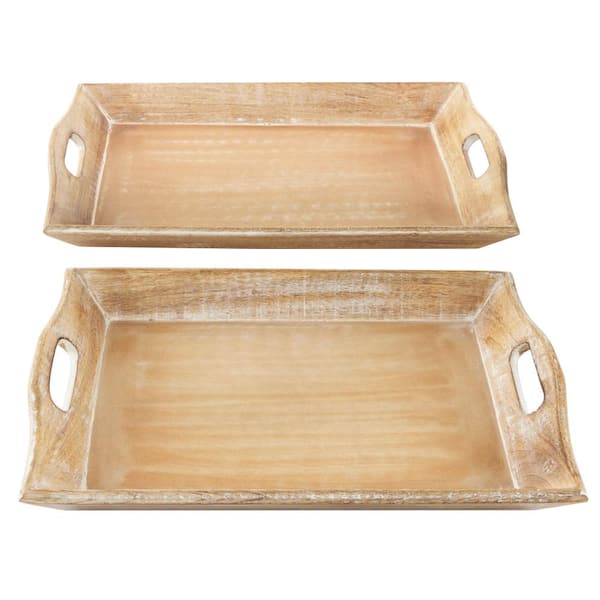 Wood Serving Tray Round Decorative Platter Home Kitchen Table, Brown - On  Sale - Bed Bath & Beyond - 37624735