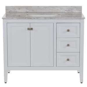 Darcy 43 in. W x 22 in. D Bath Vanity in White with Stone Effect Vanity Top in Winter Mist with White Sink