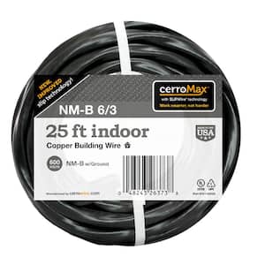 25 ft. 6/3 Black Stranded CerroMax SLiPWire Copper NM-B Wire