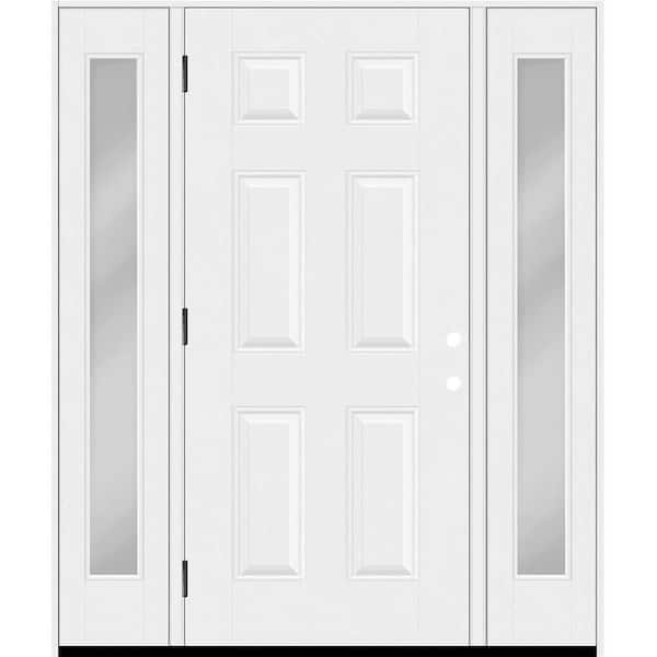 Regency 60 in. x 80 in. 6 Panel RHOS Unfinished White Mahogany Fiberglass Prehung Front Door Clear 10 in. SLs 4-9/16