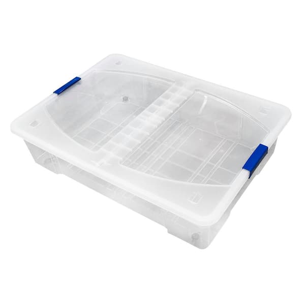 2 x 32 Litres Large Storage Box With Lids Home Underbed Clear