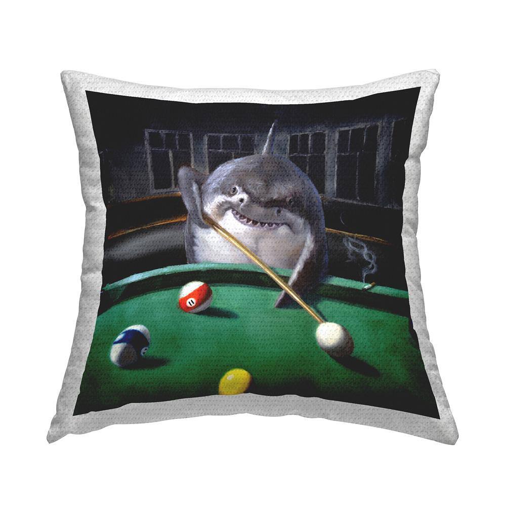 Pool Shark Humorous Animal Marine Life Pub Multi-Color Square Outdoor Throw Pillow price history on PriceWatchPro