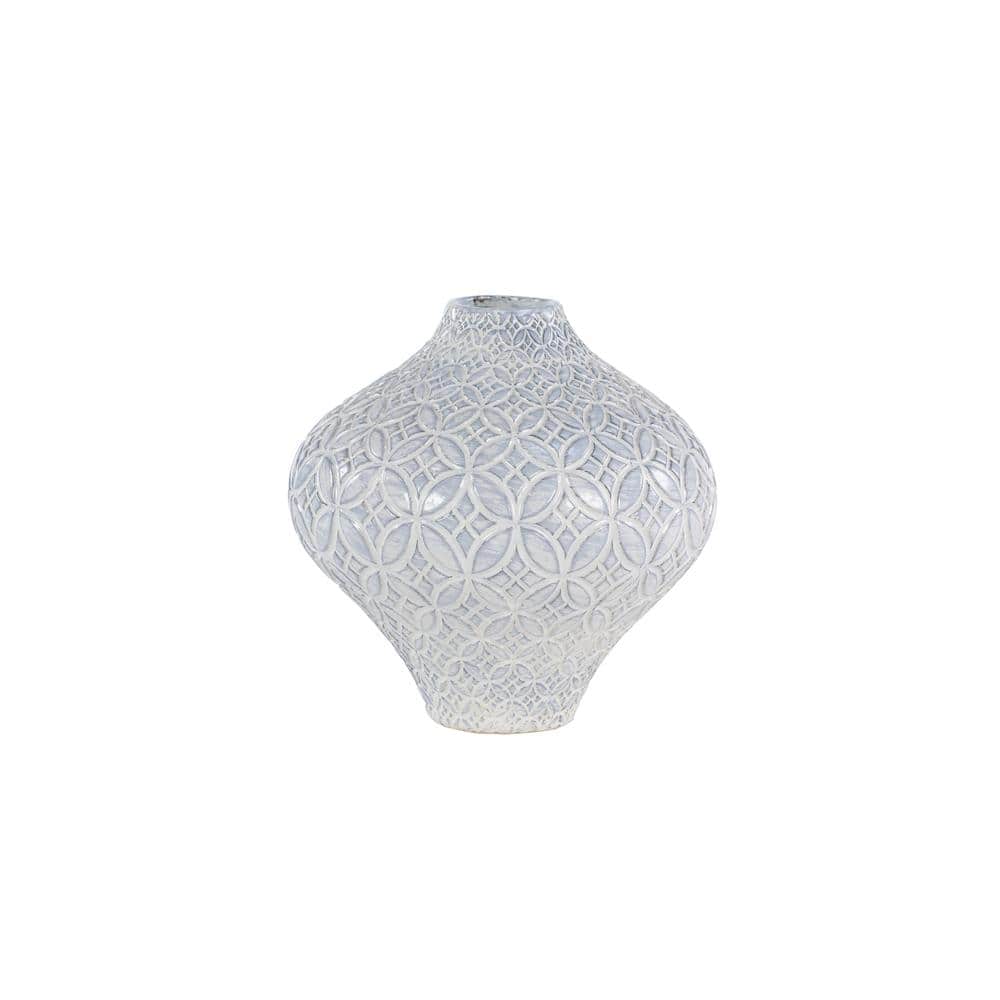 White and Light Blue Porcelain Bud Vase