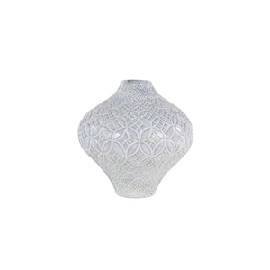10 in. White Floral Porcelain Ceramic Decorative Vase