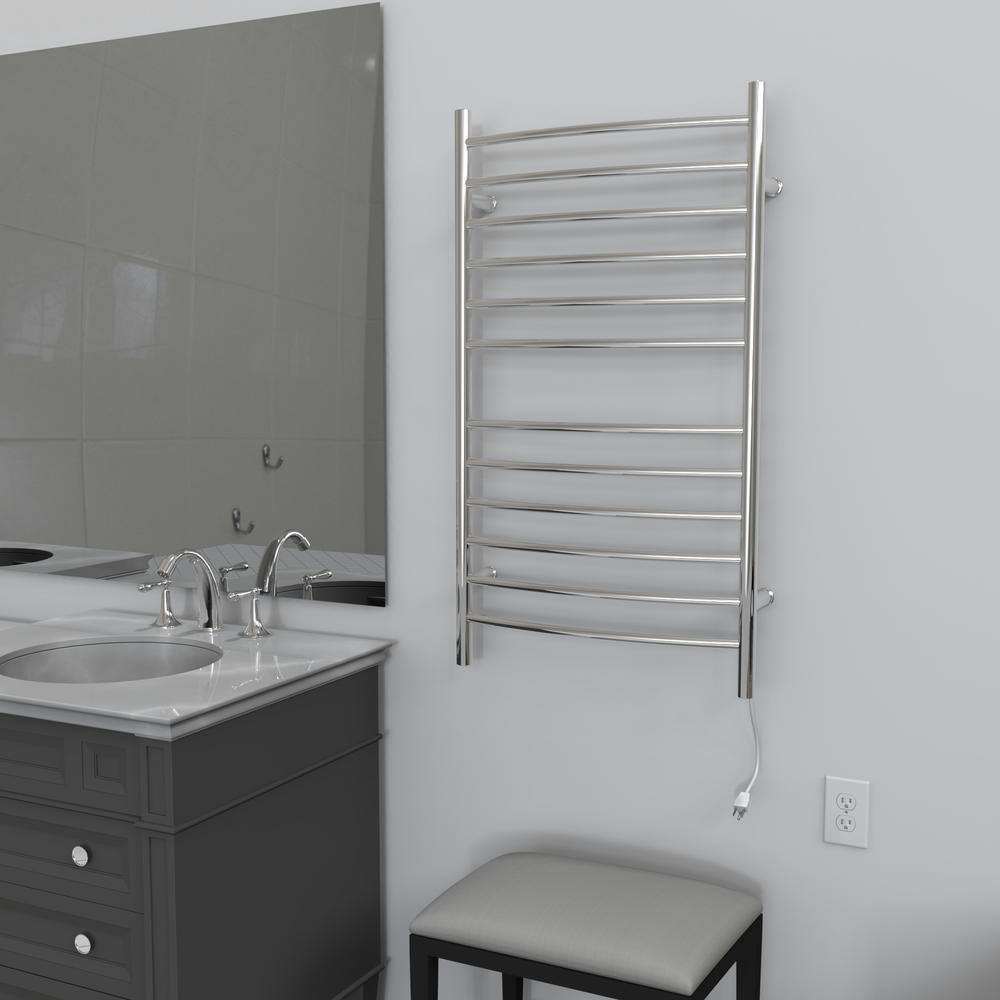 Radiant Large Curved Towel Warmer Hybrid Hardwired or Plug in