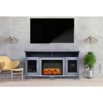 Savona 59 in. Electric Fireplace with Enhanced Log Display in Blue