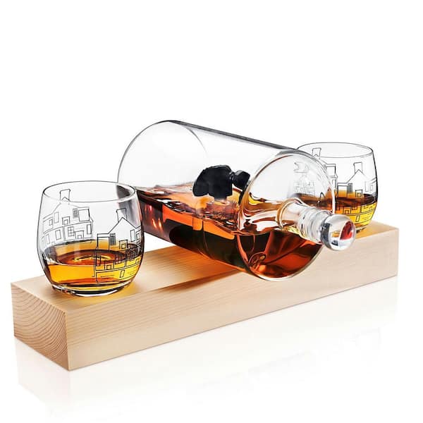 JoyJolt® Executive Computer 3-Piece Whiskey Decanter & Glasses Set