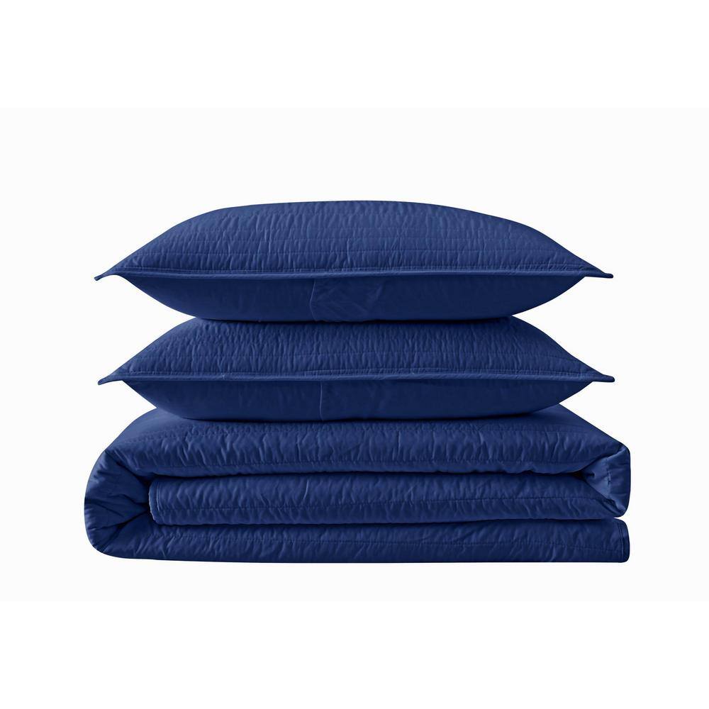 Everyday Antimicrobial 3-Piece Navy Microfiber King Quilt Set price history on PriceWatchPro