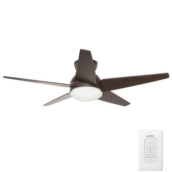 Casablanca Isotope 52 in. Indoor Brushed Cocoa Bronze Ceiling Fan with 4 Speed Wall Mount Remote