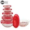 Chef Buddy 20-Piece Glass Bowls with Lids Set - Lemon Design