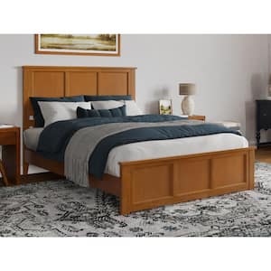 Charlotte Light Toffee Natural Bronze Solid Wood Frame Queen Low Profile Platform Bed with Matching Footboard